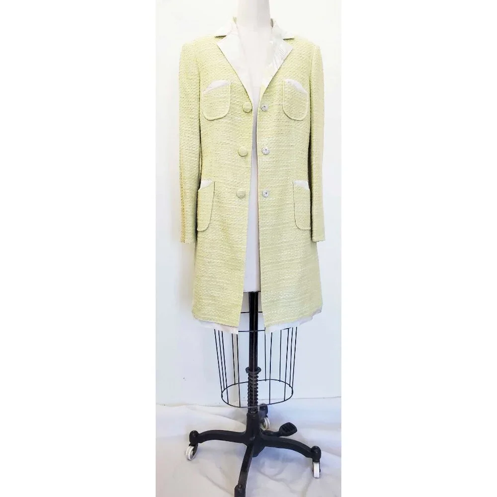 Sigrid Olsen Womens Long Jacket Sport Coat Orchid Moon Lime Green Cotton 10 NWT